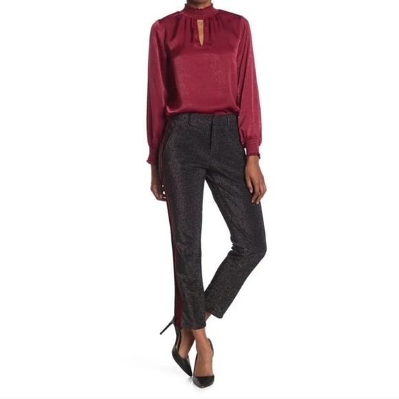 NWT Scotch & Soda black sparkly velvet stripe pants - Picture 3 of 10